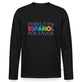 Espagnol Professeur d’espagnol Langue - T-shirt manches longues Premium bio Homme - noir - Devant - Nico (187cm)