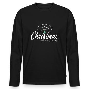 Merry Christmas and Happy Holidays - Men's Premium Organic Long Sleeve Shirt - black - Front - Nico (187cm)
