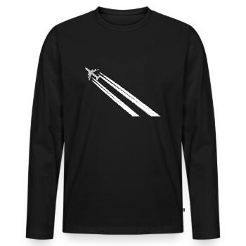 plane_w - Männer Premium Bio Langarmshirt - Schwarz - Vorne - Nico (187cm)