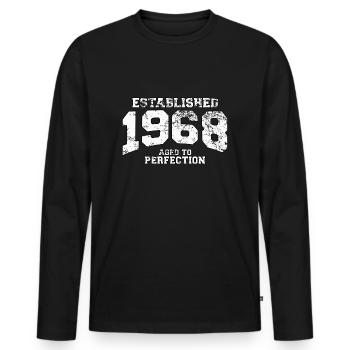 established 1968 - aged to perfection (fr) - T-shirt manches longues Premium bio Homme - noir - Devant - Nico (187cm)