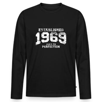 established 1969 - aged to perfection (fr) - T-shirt manches longues Premium bio Homme - noir - Devant - Nico (187cm)