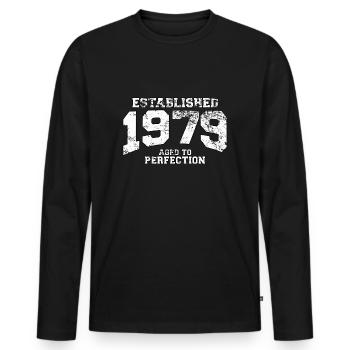 established 1979 - aged to perfection (fr) - T-shirt manches longues Premium bio Homme - noir - Devant - Nico (187cm)