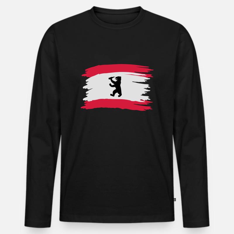 Berlin - Bierlin Flagge - Männer Premium Bio Langarmshirt - Schwarz