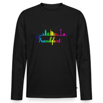 Frankfurt Skyline rainbow color Germany - T-shirt manches longues Premium bio Homme - noir - Devant - Nico (187cm)