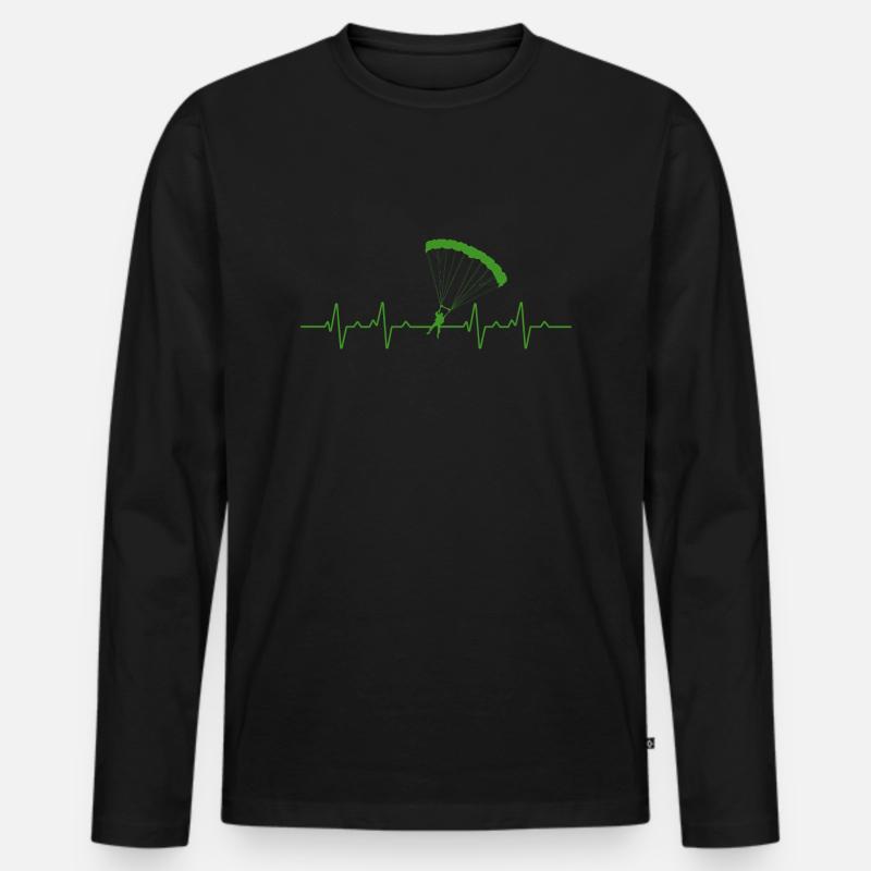 Fallschirm springen Herzschlag - Männer Premium Bio Langarmshirt - Schwarz