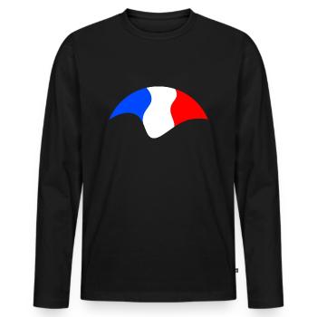 Drapeau Français - T-shirt manches longues Premium bio Homme - noir - Devant - Nico (187cm)