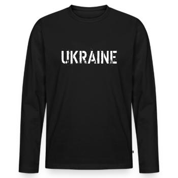 UKRAINE - T-shirt manches longues Premium bio Homme - noir - Devant - Nico (187cm)