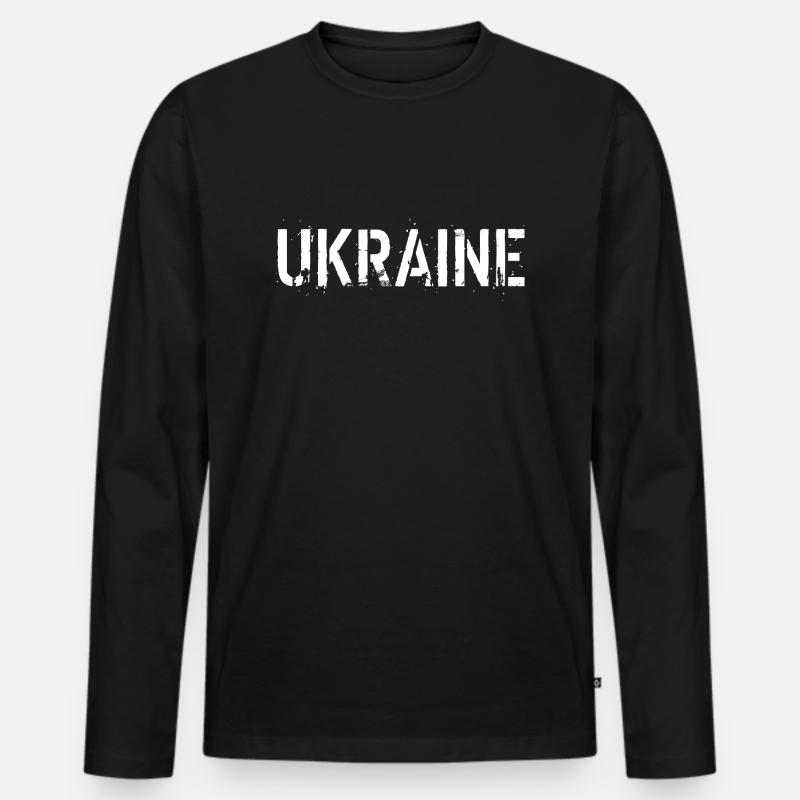 UKRAINE - Männer Premium Bio Langarmshirt - Schwarz