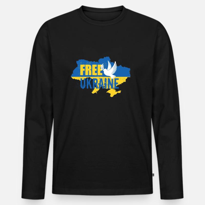 Freie Ukraine - Männer Premium Bio Langarmshirt - Schwarz