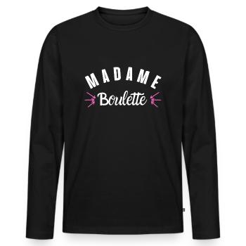madame boulette - T-shirt manches longues Premium bio Homme - noir - Devant - Nico (187cm)