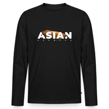 Asiatique Arowana Texte Moderne Poissonnier - T-shirt manches longues Premium bio Homme - noir - Devant - Nico (187cm)