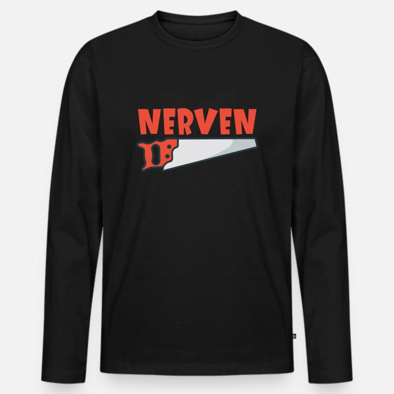 Nervensäge - Männer Premium Bio Langarmshirt - Schwarz
