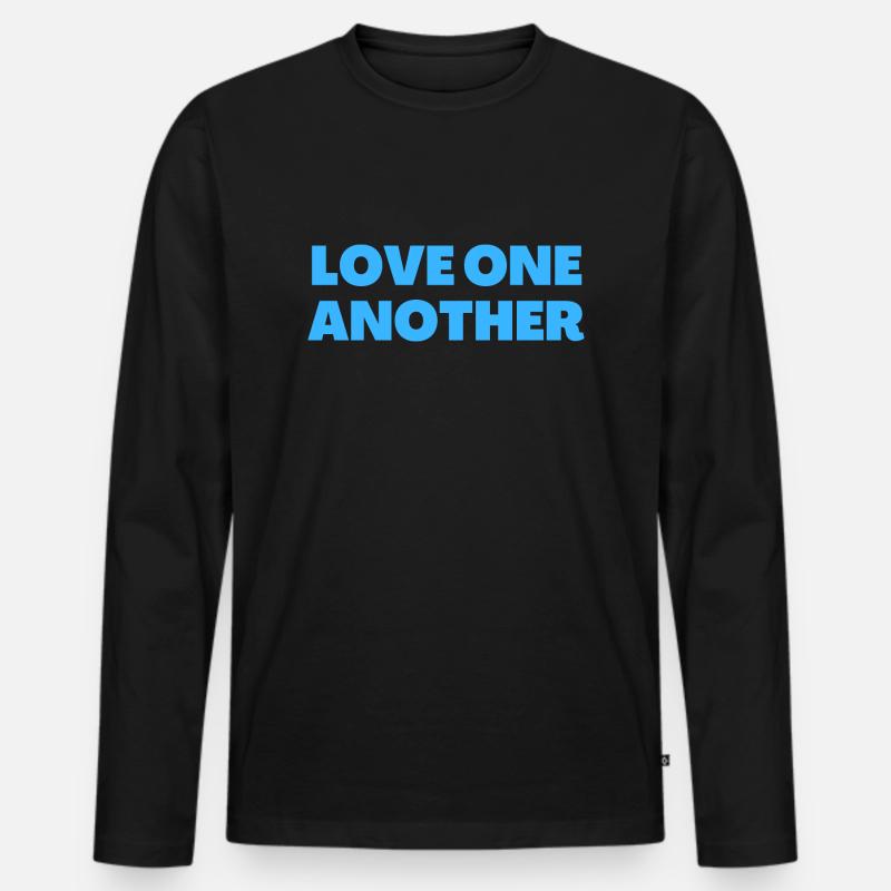 Liebt einander - Christliche Zitate - Männer Premium Bio Langarmshirt - Schwarz