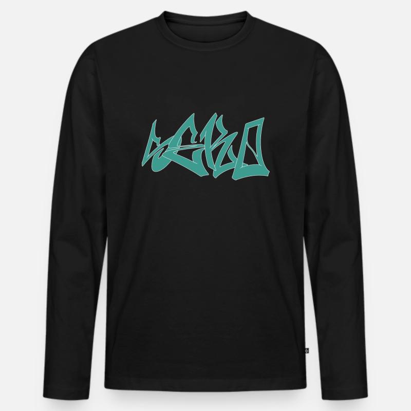 Seko Graffiti - Männer Premium Bio Langarmshirt - Schwarz