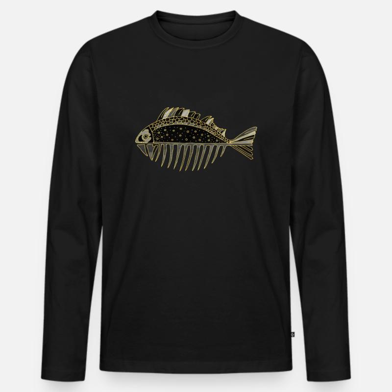 Fisch - Männer Premium Bio Langarmshirt - Schwarz