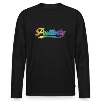 Positivity - Men's Premium Organic Long Sleeve Shirt - black - Front - Nico (187cm)