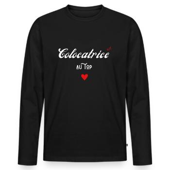colocatrice au top idée cadeau - T-shirt manches longues Premium bio Homme - noir - Devant - Nico (187cm)