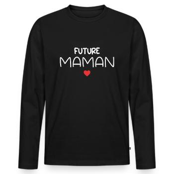 Future Maman - T-shirt manches longues Premium bio Homme - noir - Devant - Nico (187cm)