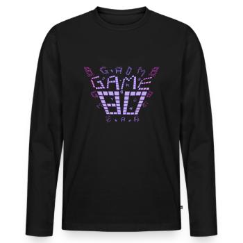 game 80s design purple - Männer Premium Bio Langarmshirt - Schwarz - Vorne - Nico (187cm)