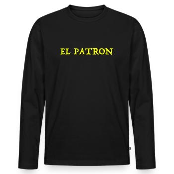 El Patron! Mafia Pablo Escobar lustige Sprüche Fun - Männer Premium Bio Langarmshirt - Schwarz - Vorne - Nico (187cm)