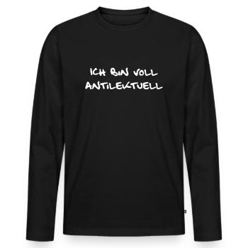 Nicht intellektuell sondern antilektuell - Männer Premium Bio Langarmshirt - Schwarz - Vorne - Nico (187cm)