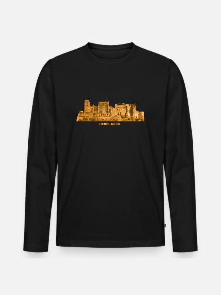 Heidelberg Slotsruin Baden-Württemberg - Premium økologisk langærmet T-shirt til mænd - sort