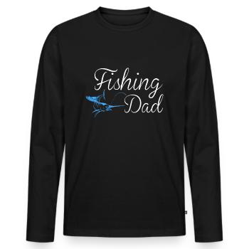 PAPA DE PÊCHE - T-shirt manches longues Premium bio Homme - noir - Devant - Nico (187cm)