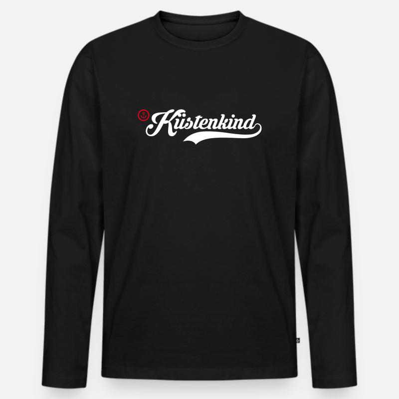 Küstenkind roter Anker - Männer Premium Bio Langarmshirt - Schwarz