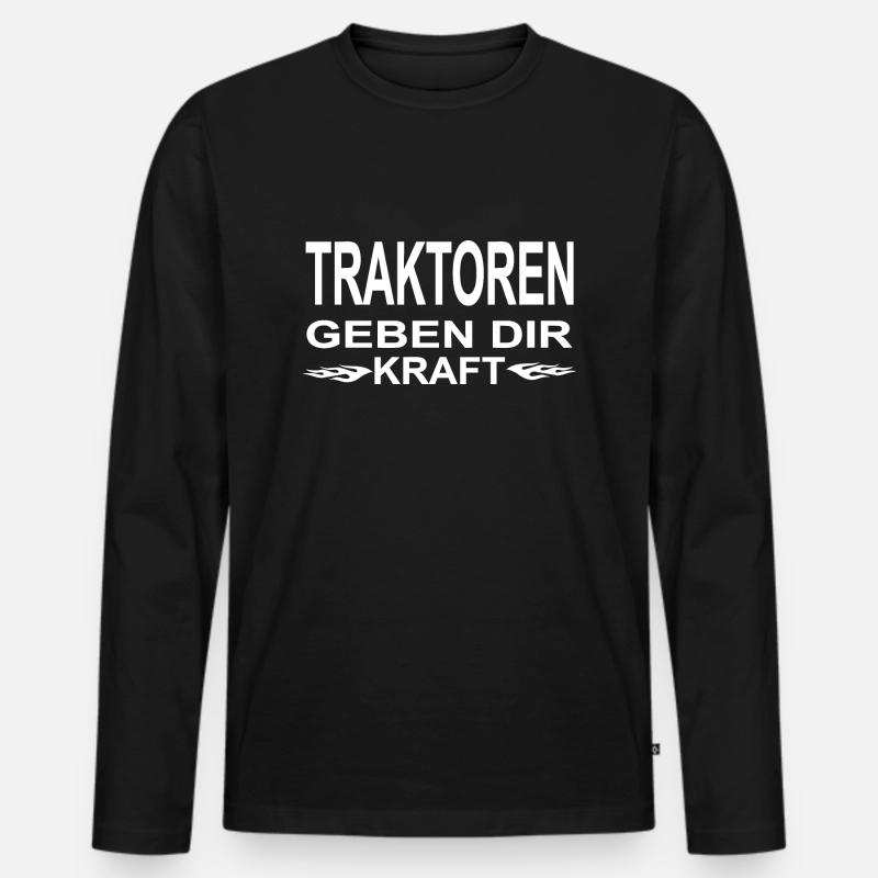 Traktor - Männer Premium Bio Langarmshirt - Schwarz