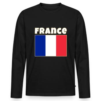 France - T-shirt manches longues Premium bio Homme - noir - Devant - Nico (187cm)