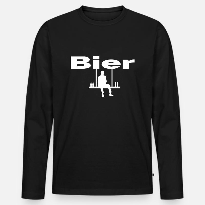 Bier - Männer Premium Bio Langarmshirt - Schwarz