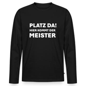 FAITES DE LA PLACE ! Voici le maître - T-shirt manches longues Premium bio Homme - noir - Devant - Nico (187cm)
