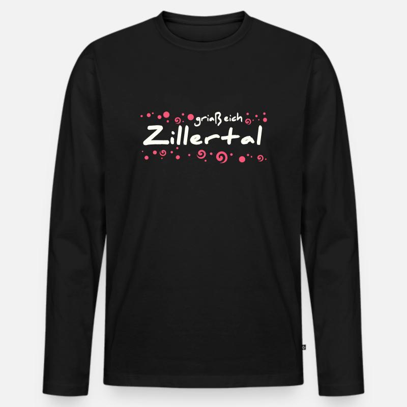 Zillertal Ortschaft - Männer Premium Bio Langarmshirt - Schwarz