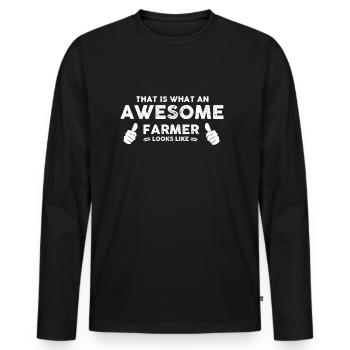 Farmer Shirt-Awesome Farmer - Männer Premium Bio Langarmshirt - Schwarz - Vorne - Nico (187cm)