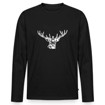 Hirschgeweih Hirschkopf - Männer Premium Bio Langarmshirt - Schwarz - Vorne - Nico (187cm)