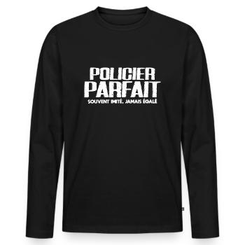 Policier parfait police cadeau drôle - T-shirt manches longues Premium bio Homme - noir - Devant - Nico (187cm)