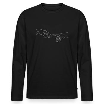 main dans la main - T-shirt manches longues Premium bio Homme - noir - Devant - Nico (187cm)