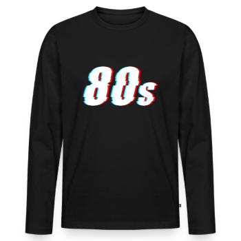 '80s 80s Glitch - Men's Premium Organic Long Sleeve Shirt - black - Front - Nico (187cm)