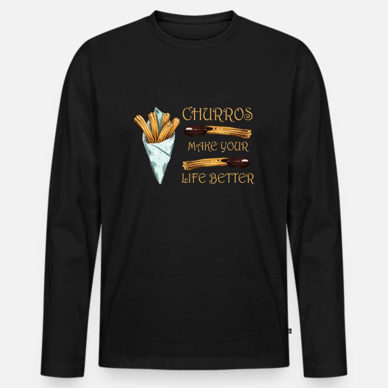 Churros make your life better - Männer Premium Bio Langarmshirt - Schwarz