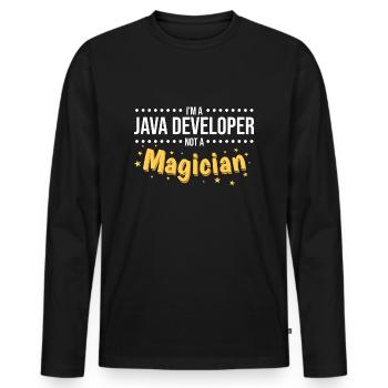 Java Developer - T-shirt manches longues Premium bio Homme - noir - Devant - Nico (187cm)