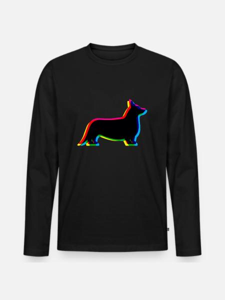 CMYK Welsh Corgi Cardigan - Männer Premium Bio Langarmshirt - Schwarz