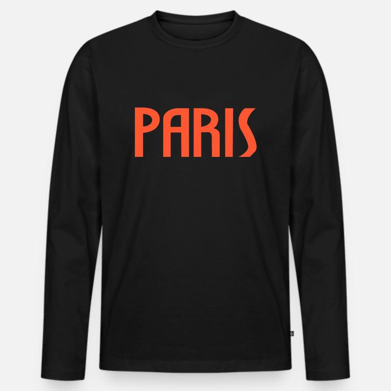 Paris - Männer Premium Bio Langarmshirt - Schwarz