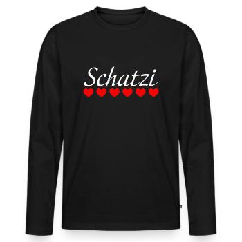 Herzchen Schatzi white - Männer Premium Bio Langarmshirt - Schwarz - Vorne - Nico (187cm)