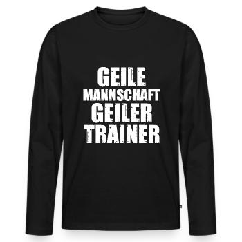 Fußballtrainer Spruch Bester Trainer Fußballcoach - Männer Premium Bio Langarmshirt - Schwarz - Vorne - Nico (187cm)
