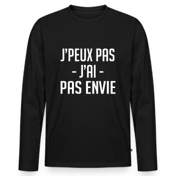 j'peux pas j'ai pas envie - T-shirt manches longues Premium bio Homme - noir - Devant - Nico (187cm)