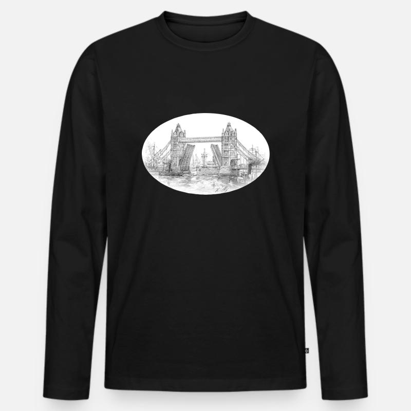 Tower Bridge - Männer Premium Bio Langarmshirt - Schwarz