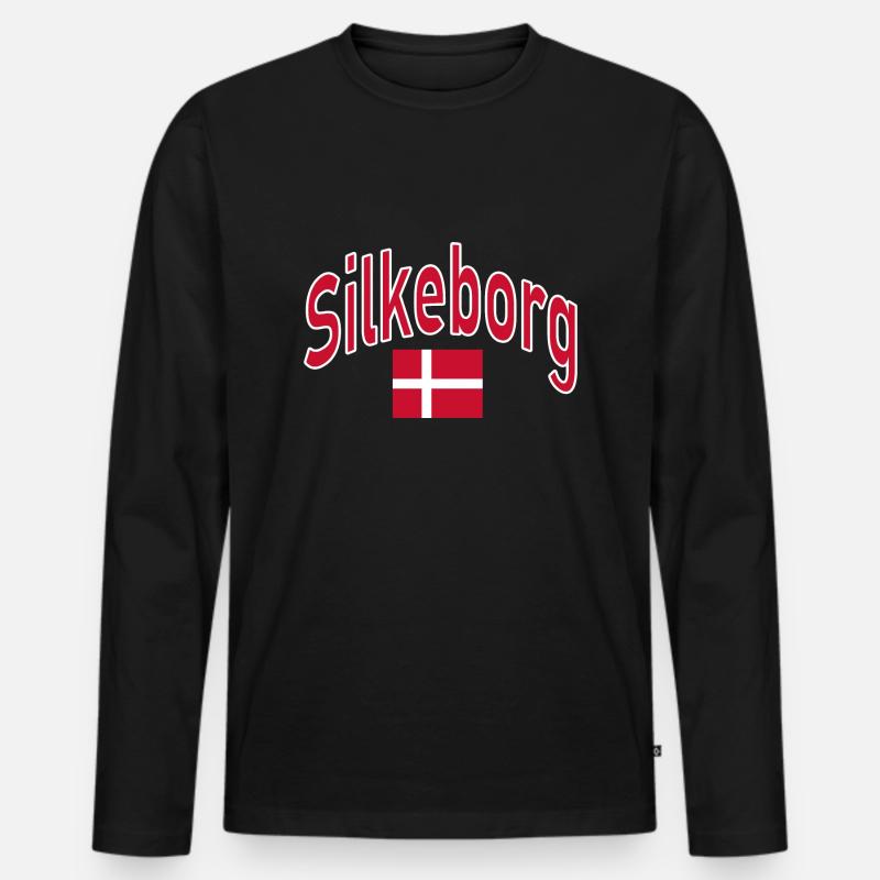 Silkeborg dänemark flagge - Männer Premium Bio Langarmshirt - Schwarz