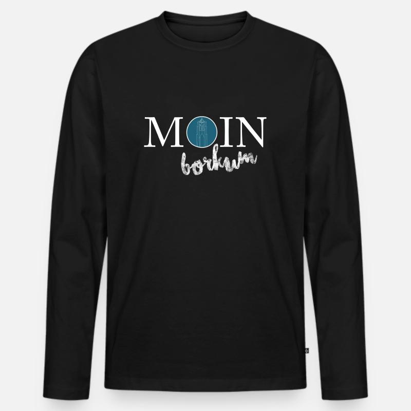 Moin Borkum - Männer Premium Bio Langarmshirt - Schwarz