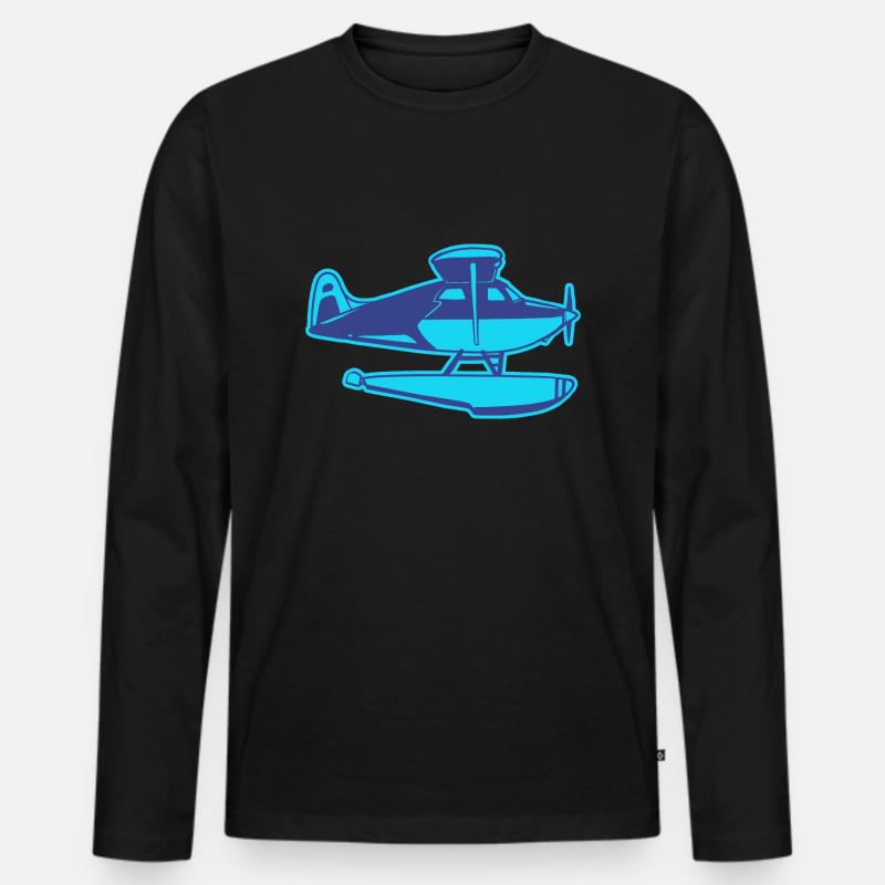 Das Wasserflugzeug - Männer Premium Bio Langarmshirt - Schwarz