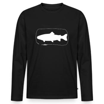 Trout with softbait - Men's Premium Organic Long Sleeve Shirt - black - Front - Nico (187cm)